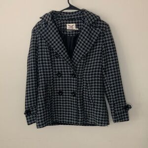 Faded Glory Grey and Black Houndstooth Coat Size XS